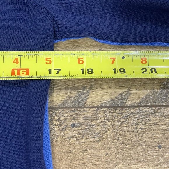 Armani‎ Exchange Sweater Mens Small 100% Merino Wool Blue Colorblock Pullover - Picture 9 of 10